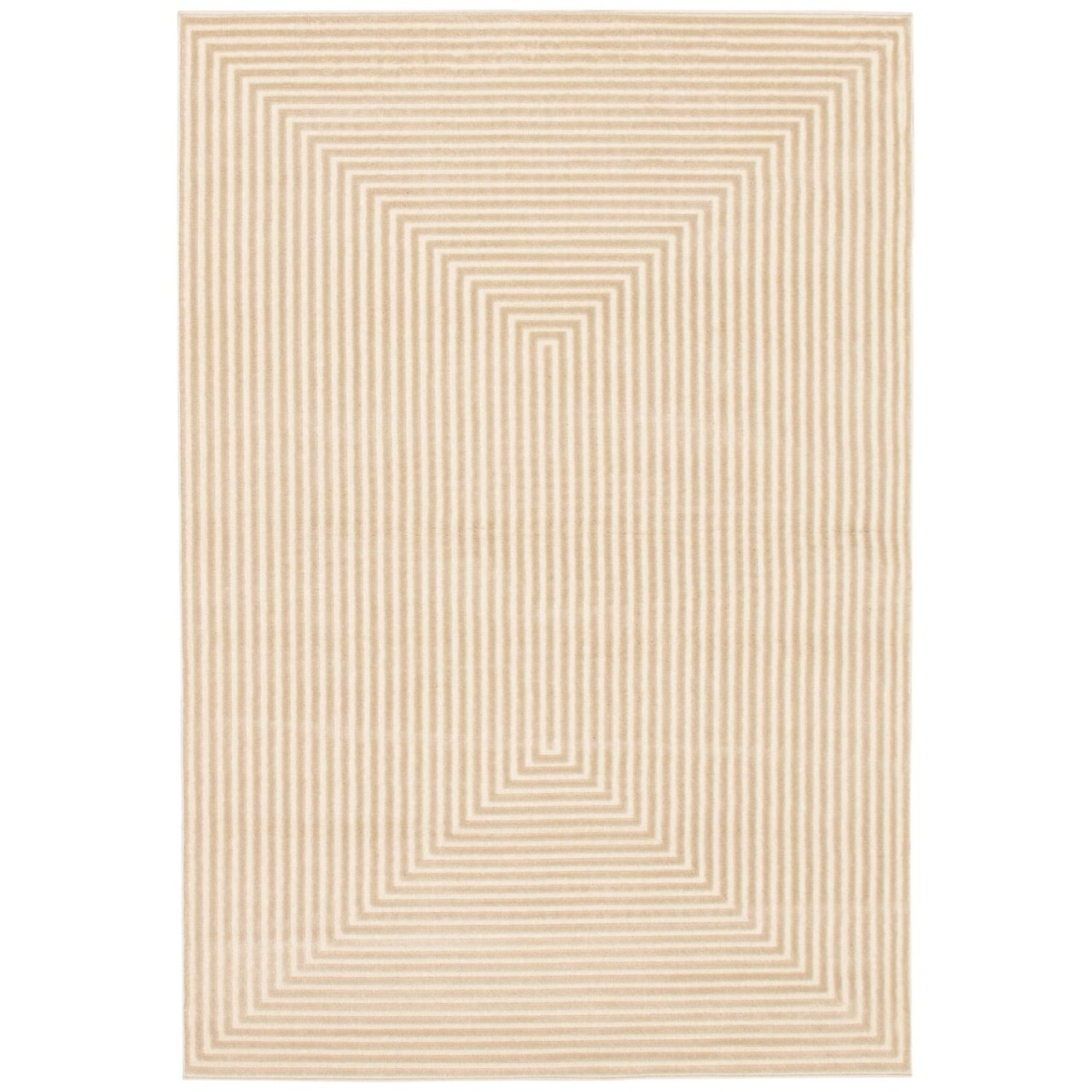 Chaudhary Living 4' x 5.5' Geometric Abstract Rectangular Area Throw Rug - Beige and White